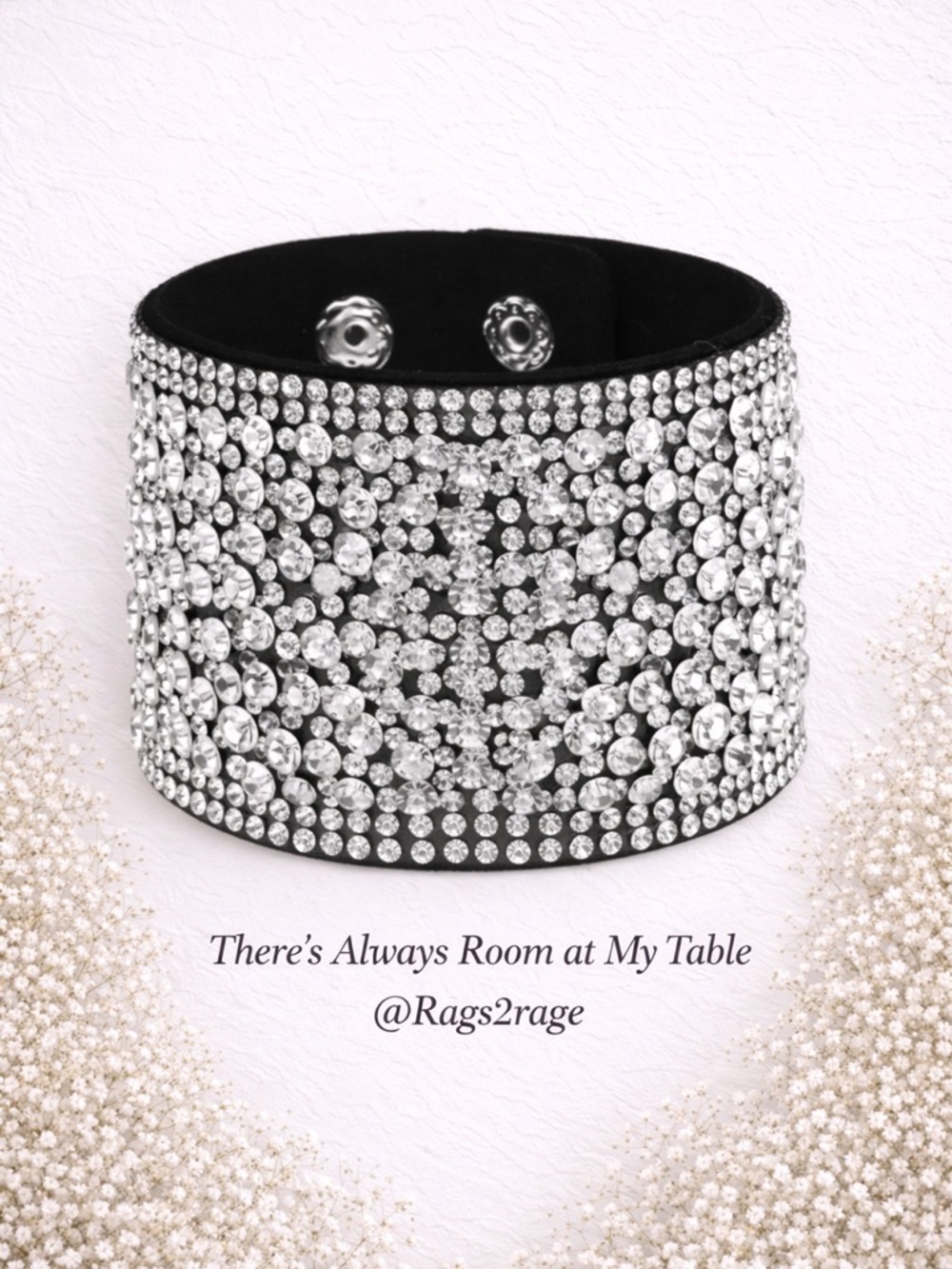 Bohemian Solid Color Velvet Pu Leather Inlay Rhinestones Bracelet WHITE